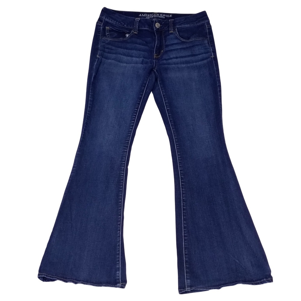 American‎ Eagle Boho Artist Flare Jeans Womens 6 Regular Dark Wash Denim Stretch